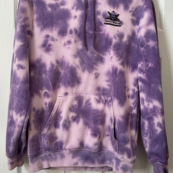H & M Simpson’s collaboration Krusty Burger Hoodie in Purple Tie Dye Mens Small. - Picture 3 of 6